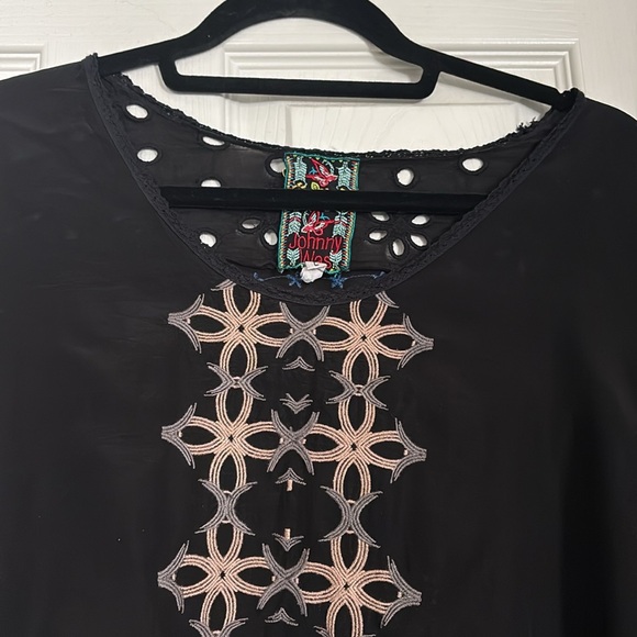 Johnny Was Black and Cream Graphic Embellished Blouse - Picture 2 of 9